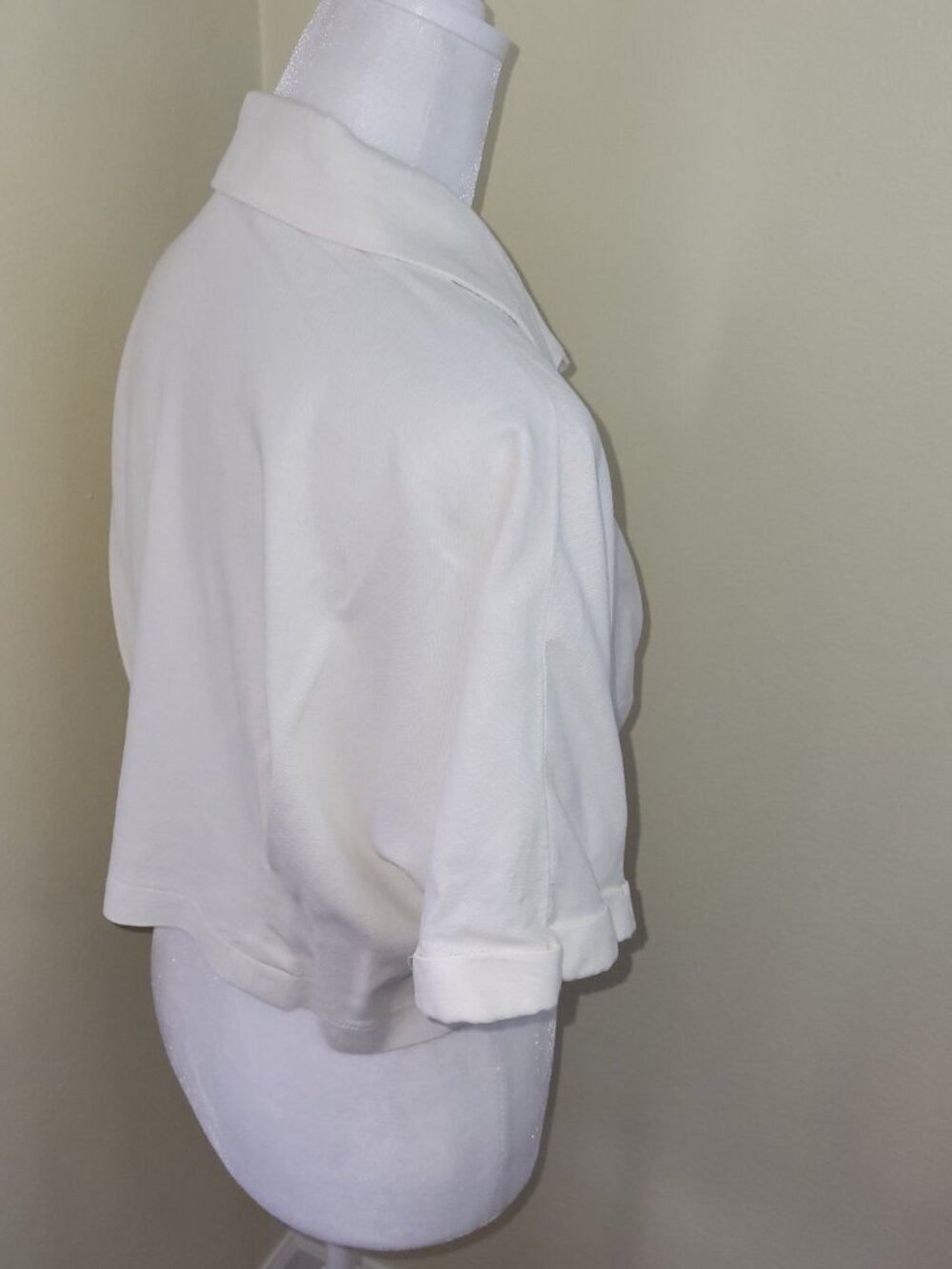 Forever 21 Button Front Crop Top Ivory Short Sleeve Pleated Women's Size M - Picture 6 of 13